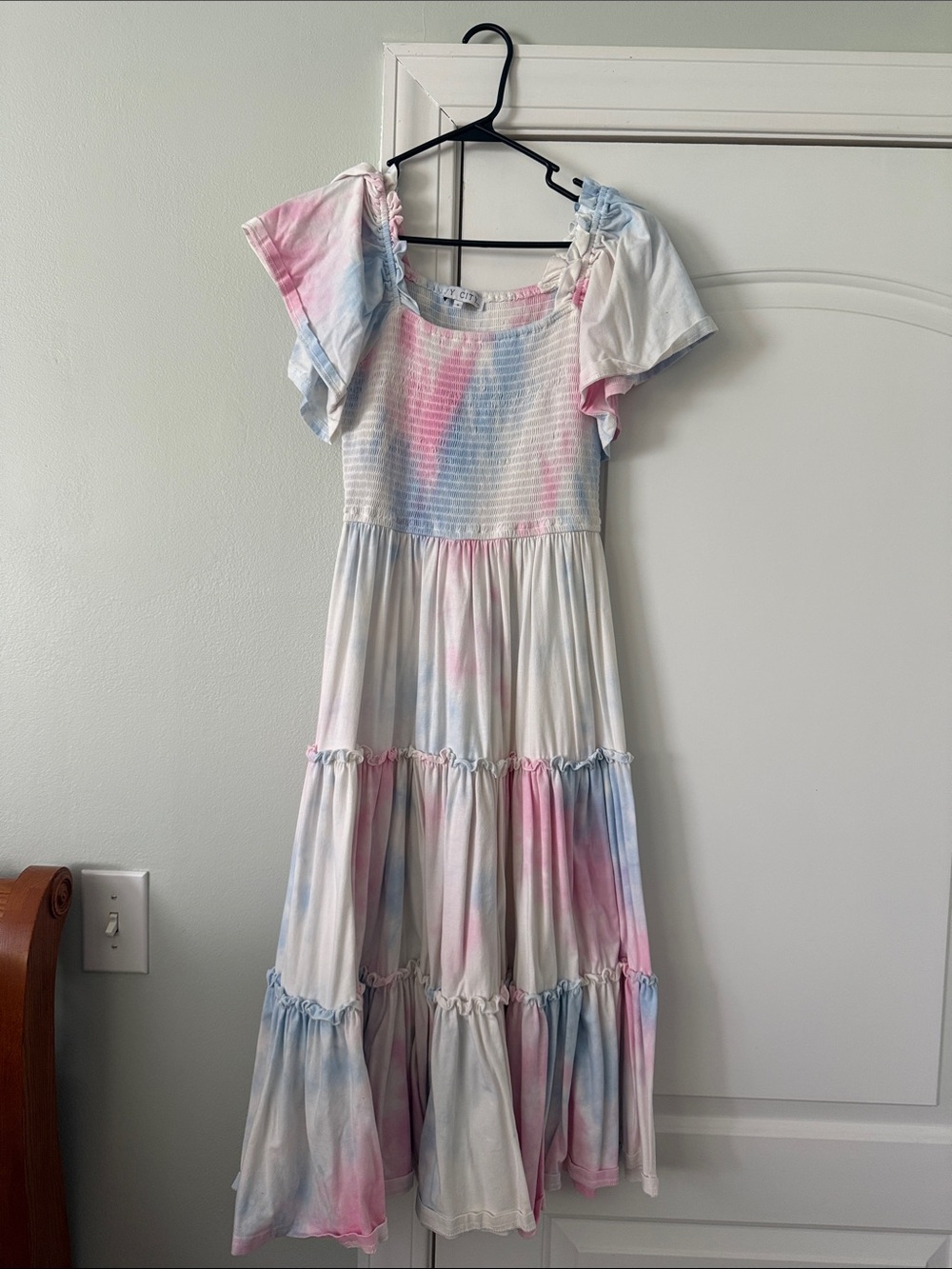 Ivy City Co women's Pastel Tie-Dye Tiered Maxi Dress - Pink & Blue